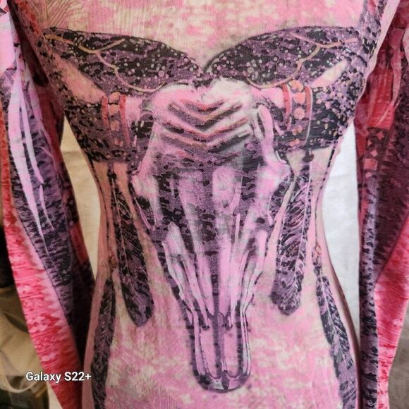 F97 L Rouge Western Bull tee with sparkly colored studs - Picture 5 of 12